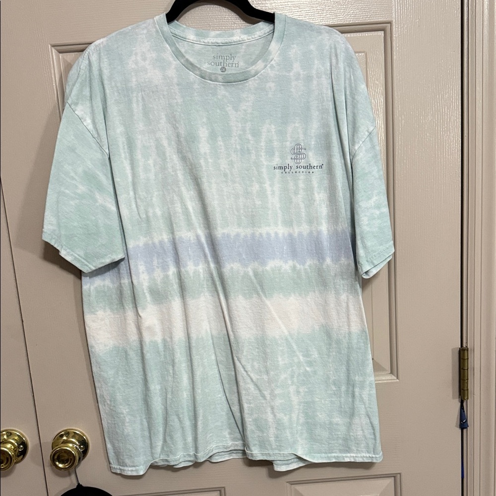 Simply Southern Women’s Pastel Tie-Dye T-Shirt - Light Blue and White